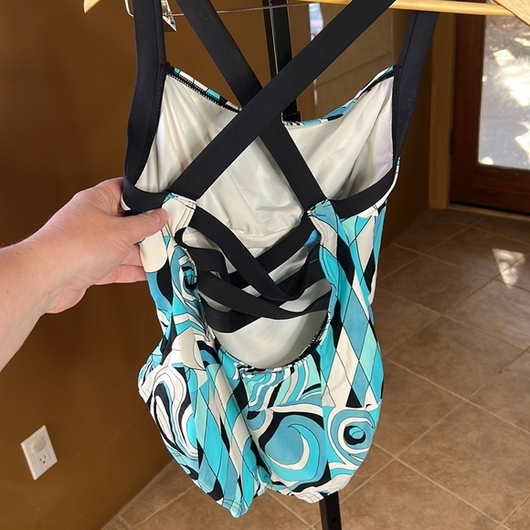 MICHAEL Michael Kors One Piece Summer Blue Cross Back Maillot Swimsuit Size 10 - Picture 5 of 12